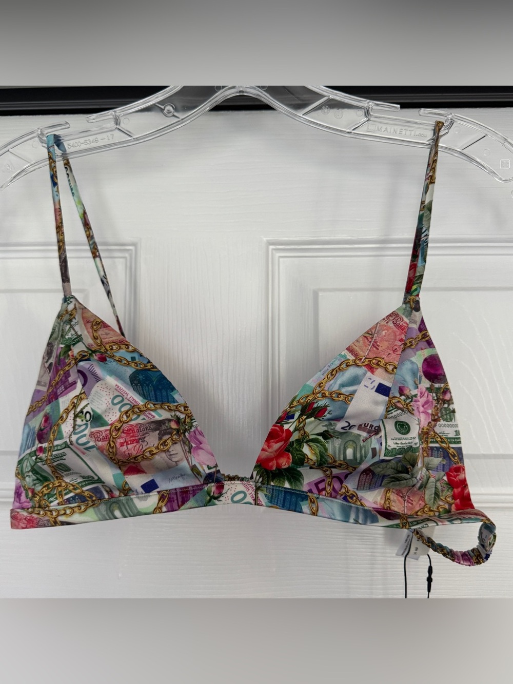 FLEUR DU MAL | NWT Luxe Triangle Bra MEDIUM - MINI MONEY PRINT